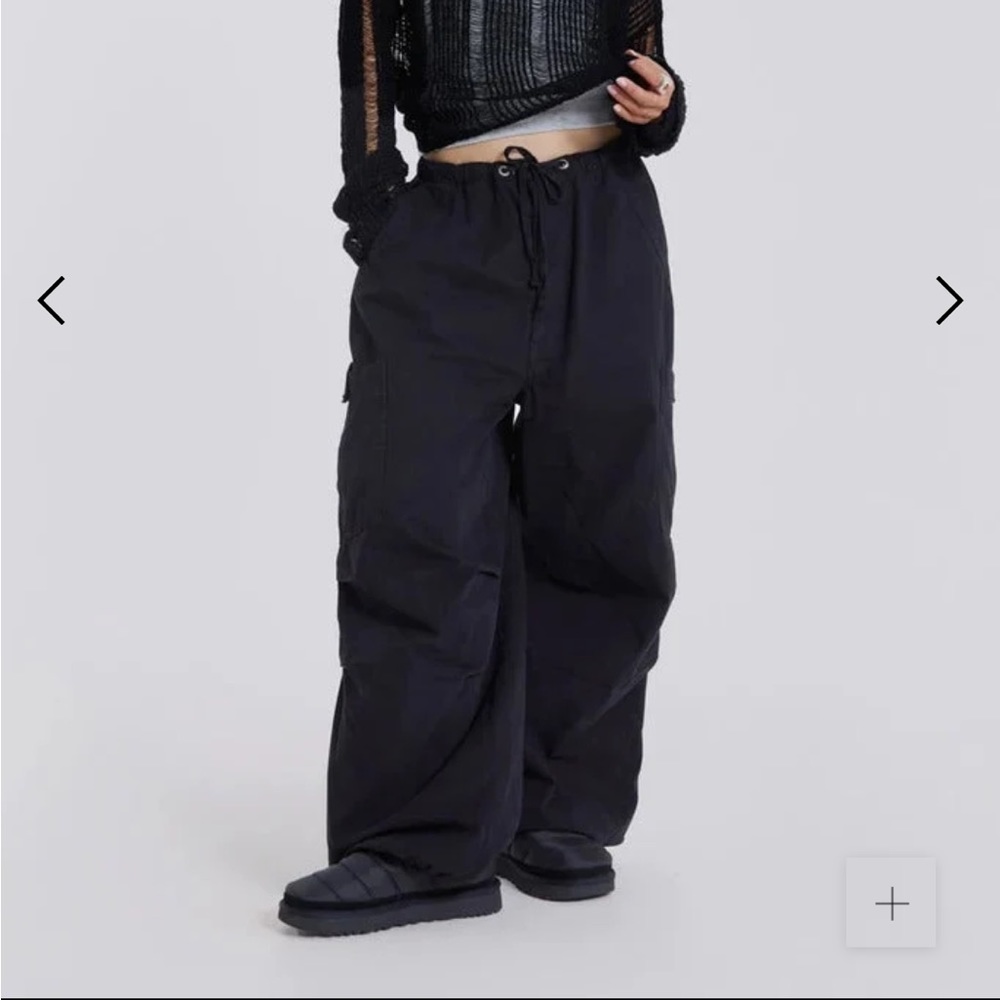 Jaded London Parachute Cargo Pants in Black